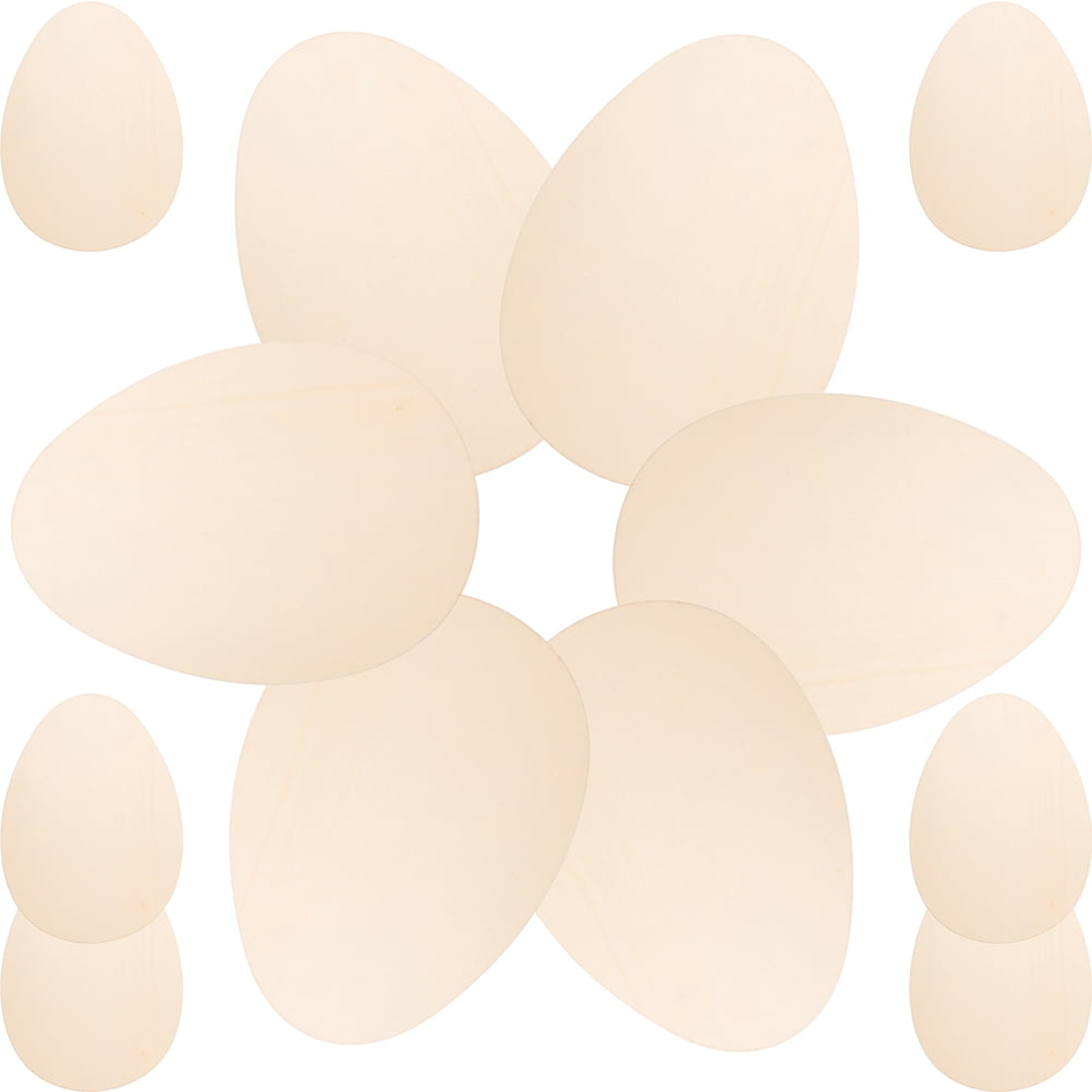 RENACLIPY 12Pcs Unfinished Light Yellow Wooden Easter Egg Cutouts for DIY Crafts and Spring Party Decorations