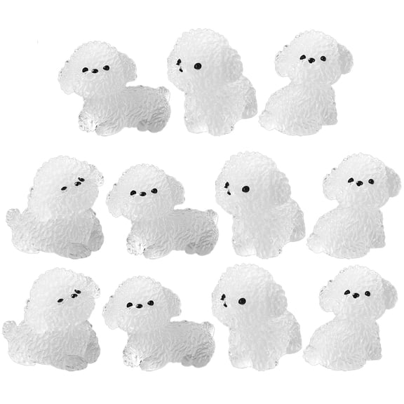 RENACLIPY 12pcs Tiny Luminous Dogs White Resin Indoor Decor for Home Decoration and Micro Landscape