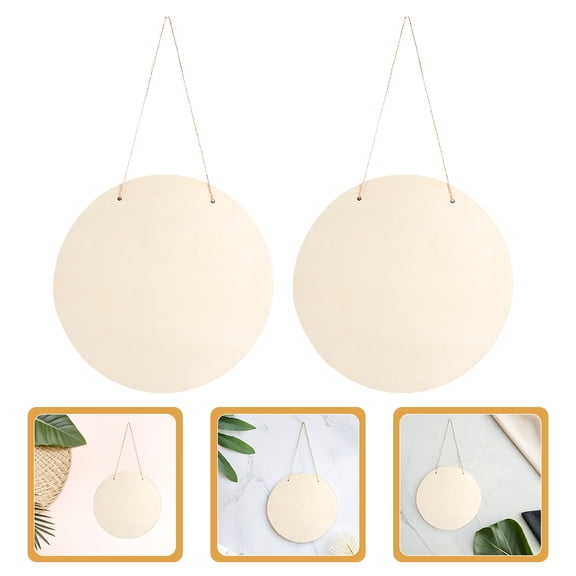 RENACLIPY 12pcs Round Wood Plaque for Families Painting Store Decoration Beige Wooden Shape