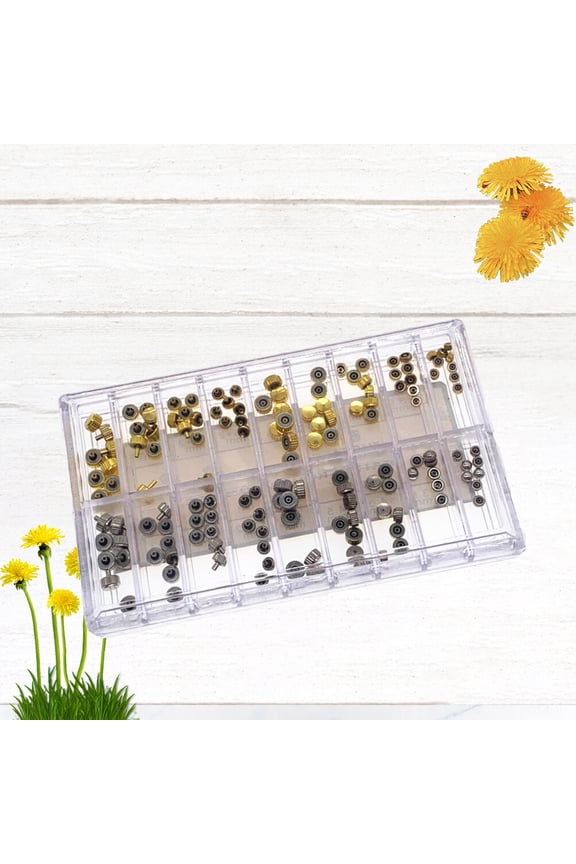 140Pcs Dome and Flat Watch Crowns Assorted Colors with Storage Case
