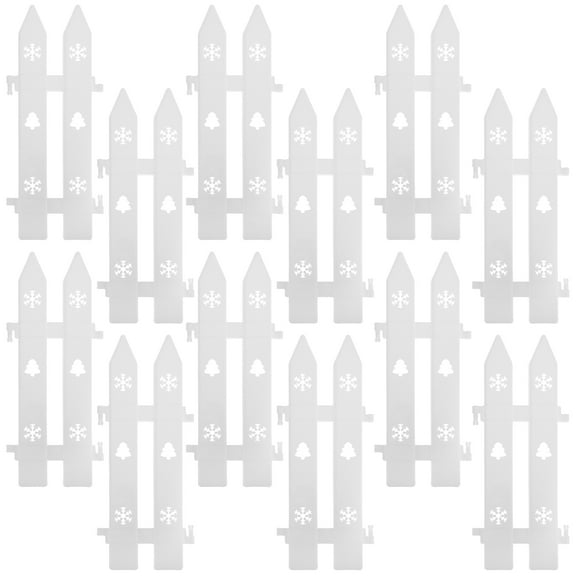 RENACLIPY White Plastic Christmas Tree Fence 15 Pieces Garden Decorative Barrier for Holiday Yard and Outdoor Use