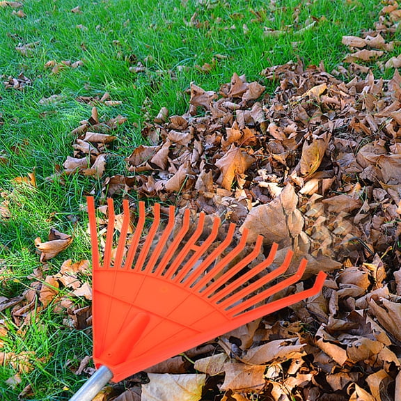 RENACLIPY Compact Orange Garden Rake for Soil Spreading and Root Digging