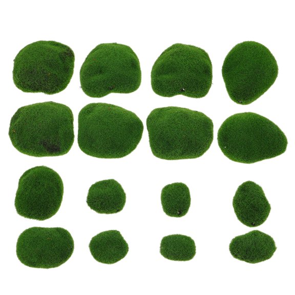 RENACLIPY 16-Piece Faux Green Moss Stones Set for Home Decor, Table Centerpieces, Terrariums, and Craft Projects
