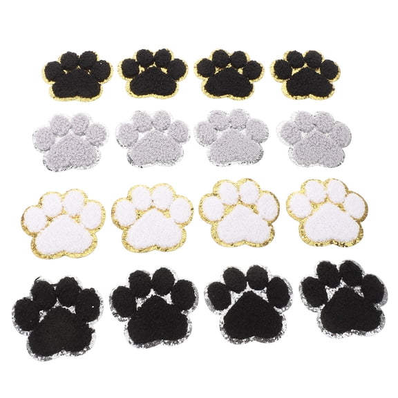 RENACLIPY 16Pcs Dog Patches Paw Print Iron On Patches Multi Color for Jeans Everyday Use