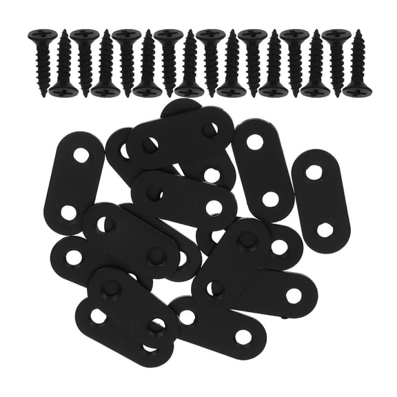 RENACLIPY 16Sets Wood Joints Connectors Black Metal Flat Brackets Durable Corner Plates for Home Use