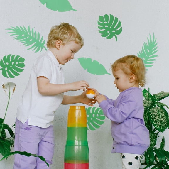 RENACLIPY Imitation Paper Leaves Wall Decor Green Wall Art Christmas 18pcs