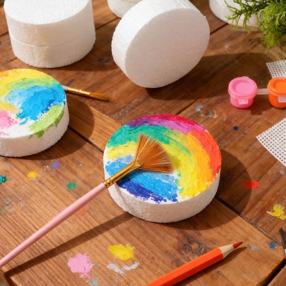 RENACLIPY 18pcs Round Cake Molds Foam Circles White Cake Decorating Supplies for Family Crafting