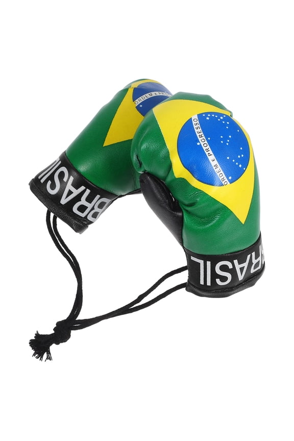 1Pair Boxing Gloves Keychain Pendant Brazil Flag Multi Color Car Decoration Ornament