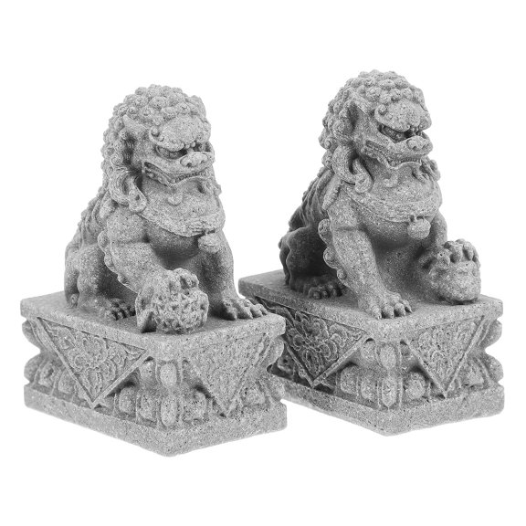 RENACLIPY Mini Lion Figurine, Gray Decorative Desk Ornament, Sturdy Resin Home Decor for Office, Living Room, Shelf Display