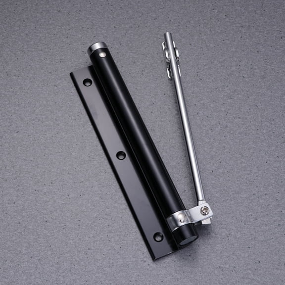 RENACLIPY 1Pc Automatic Door Closer Black Aluminum Lightweight Adjustable Spring for Home Door Buffer