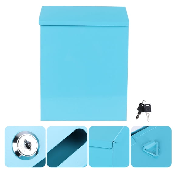 RENACLIPY Durable Blue Iron Mailbox European Design for Household Storage