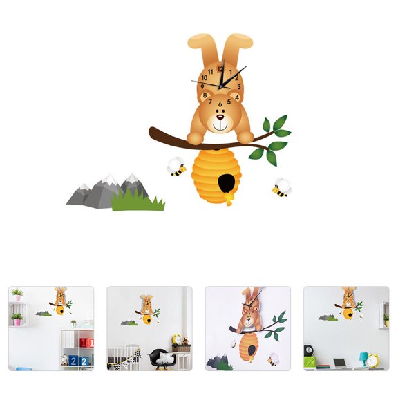RENACLIPY Decorative Bear Wall Clock 1Pc Assorted Room Wall Decor Unique Home