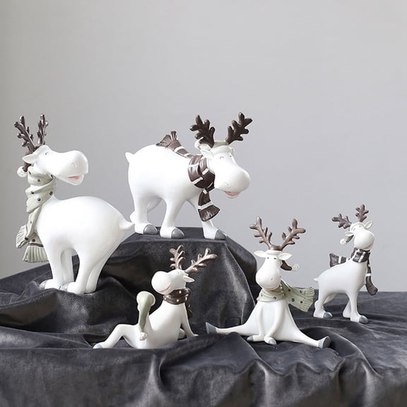 RENACLIPY White Resin Deer Figurine, 1Pc Decorative Desktop Ornament for Home, Office, Indoor Scene Layout