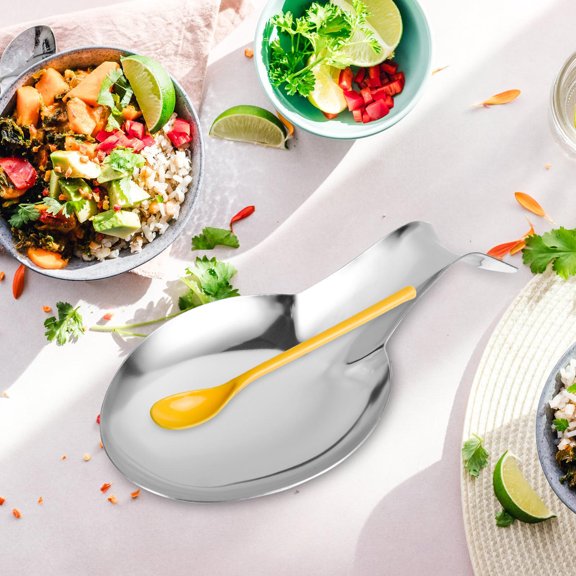 RENACLIPY 1Pc Stainless Steel Ladle Holder Spoon Stand Heat Resistant Kitchen Utensil Organizer