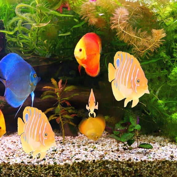 RENACLIPY 1Pc Orange Artificial Angelfish for Aquarium Decor Plastic Fish Tank Ornament