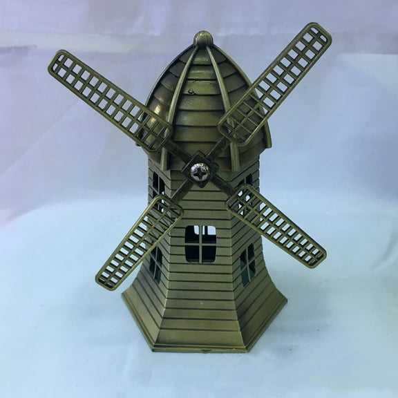 RENACLIPY 1Pc Rustic Style Decorative Windmills Metal Model Coffee Color for Home Decor