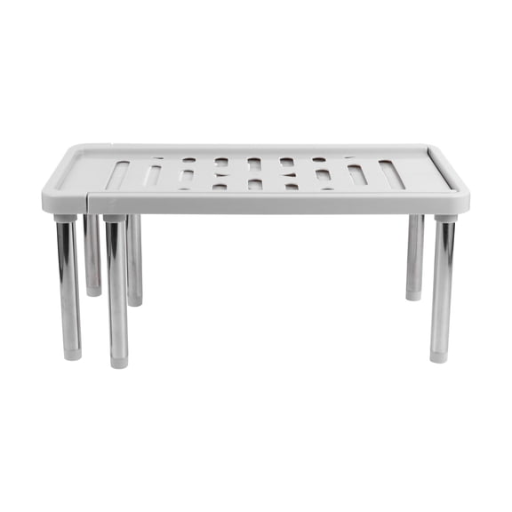 RENACLIPY 1Pc Versatile Storage Bracket Retractable Grey Shelf Stainless Steel and PP Material