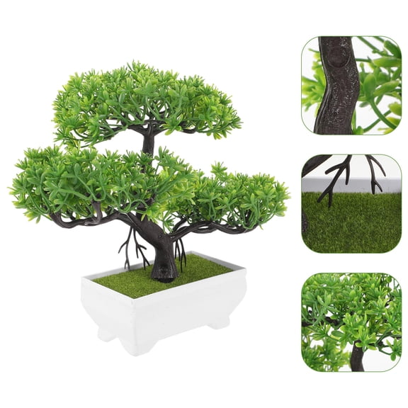 RENACLIPY Mini Artificial Bonsai Tree Green Faux Potted Plant for Indoor Home Office Desk Decoration, 1 Piece