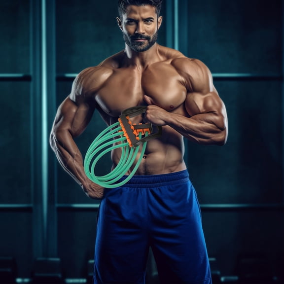 RENACLIPY Chest Expander with Green TPE Bands and Rope, Lightweight Portable Exercise Equipment for Home Gym Workouts