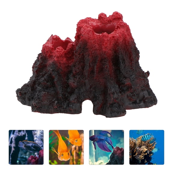 RENACLIPY 1Pcs Fish Shelter Aquarium Volcano Decor Red Resin for Home Interior