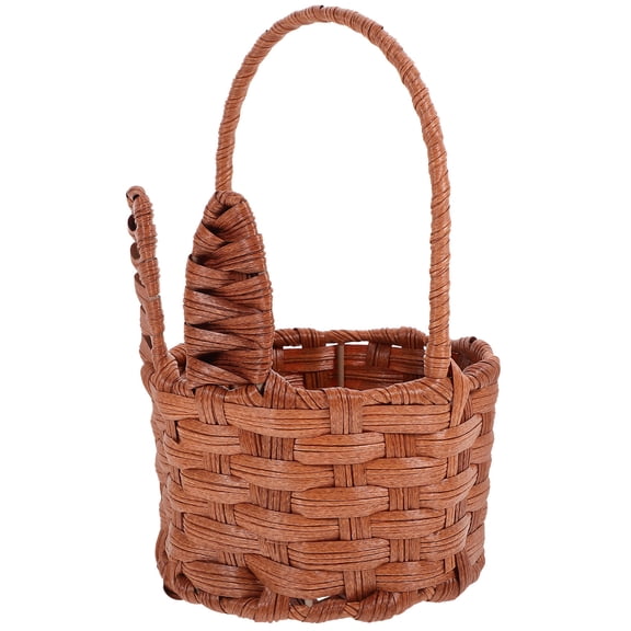 RENACLIPY Easter Woven Basket Brown Portable with Cute Bunny Ears Design for Holiday Decoration and