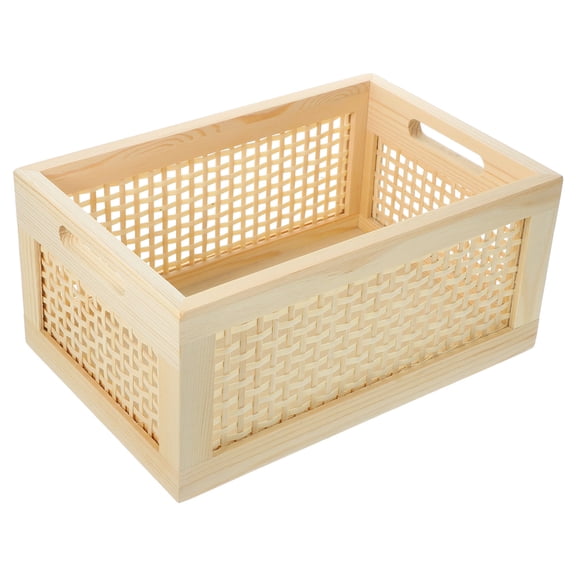 RENACLIPY 1Pcs Desktop Basket Bamboo Rectangular Light Yellow Home Organization