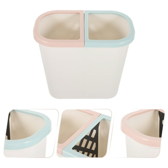 RENACLIPY Double Compartment White Plastic Trash Bin with Pedal for Kitchen and Bathroom Use