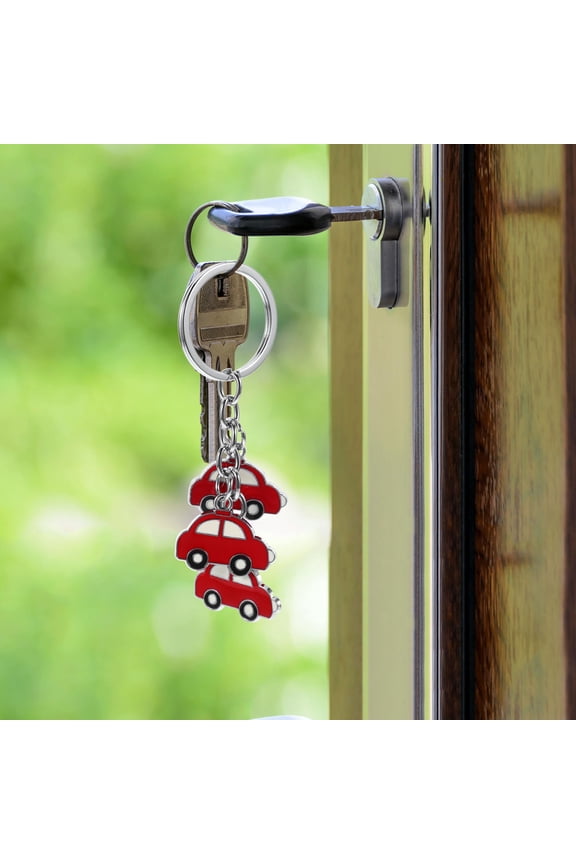Cute Red Car Model Keychain Keyring Zinc Alloy Stylish 1 Piece Accessory