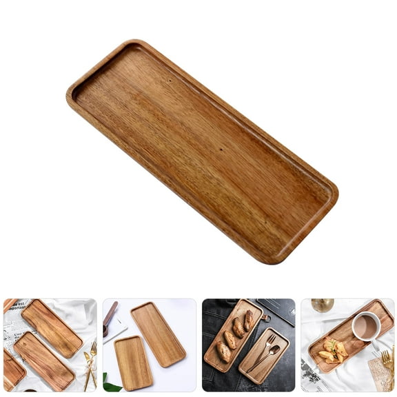 RENACLIPY Light Brown Acacia Wood Rectangular Serving Tray for Multi-Use Storage