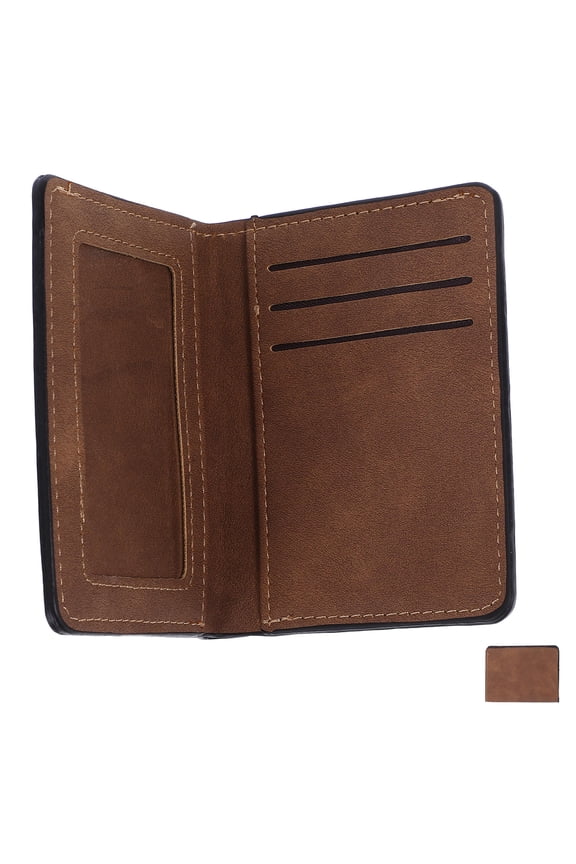 Ultra Thin Brown Vertical Card Holder Wallet for Men Durable Lightweight Driver License Organizer