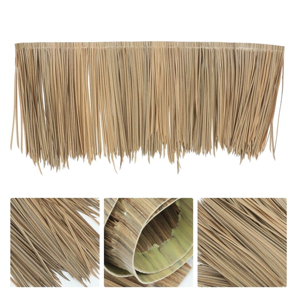 RENACLIPY Outdoor Simulated Thatch Roof Panel, Rustproof and Rainproof PE Plastic Material, Khaki Landscaping Cover
