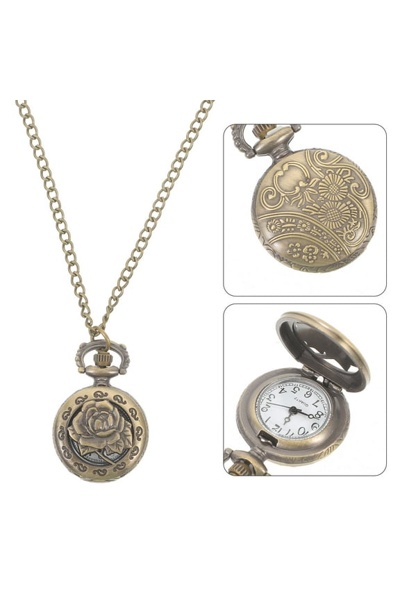 Vintage Style Pocket Watch Necklace with Chain for Men and Women, Timepiece Jewelry for Everyday Wear and Special Events