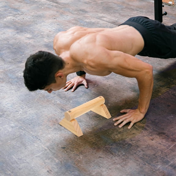 RENACLIPY Beige Wooden Push-Up Bars for Home Workouts, Exercise Handles for Comfortable Strength and Fitness Training