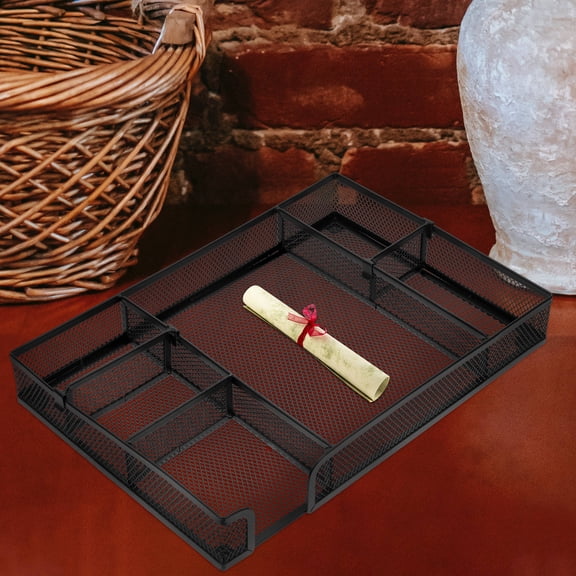 RENACLIPY Versatile Black Metal Office Drawer Organizer Tray with Multiple Compartments