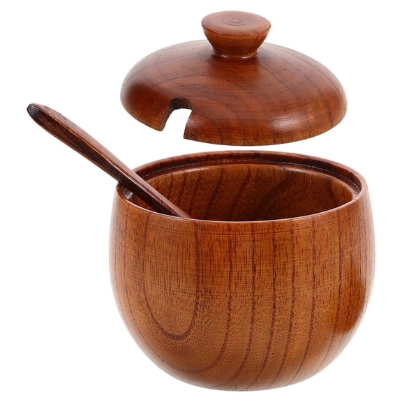 RENACLIPY Wooden Spice Jar Set with Lids, Brown Condiment and Salt Storage Containers for Kitchen Organization and Pantry