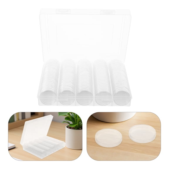 RENACLIPY 1Set Coin Capsule Storage Box with Clear Lid Organizer for Collector Coins Lightweight and Portable