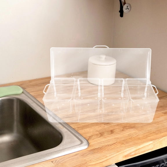 RENACLIPY Transparent Kitchen Food Storage Container with Compartments for Salads and Condiments