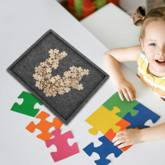 RENACLIPY Multipurpose Felt Puzzle Tray - Dark Grey, Stackable and Portable for Puzzle Piece Organization