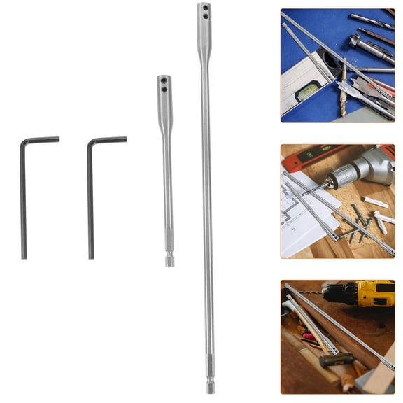 RENACLIPY 1Set Versatile Metal Drill Bit Extension Set Plated Silver with Compact Design for Convenient Storage