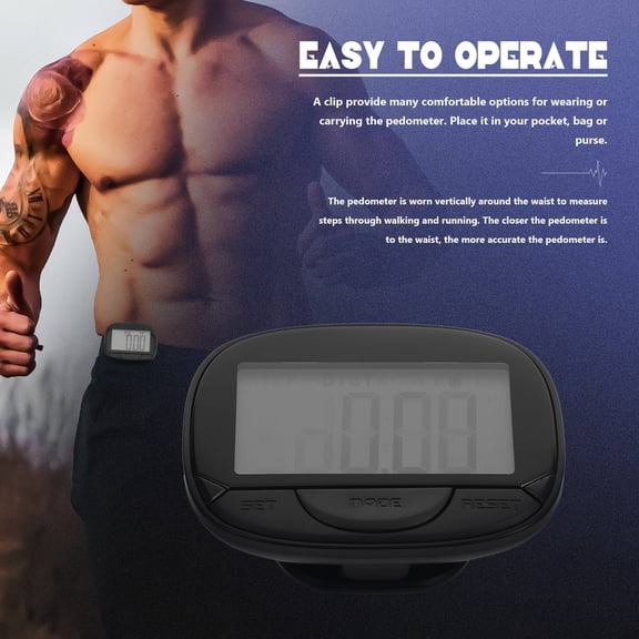 RENACLIPY 1Set Portable Pedometer with Large Screen Clip Accurate Step Counter for Sports
