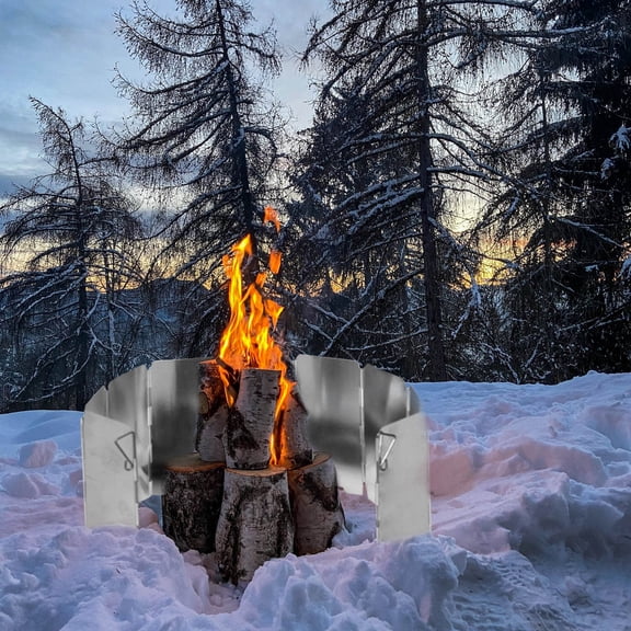 RENACLIPY 1Set Folding Stove Wind Screen Aluminum Alloy Burner Windscreen with Adjustable Length
