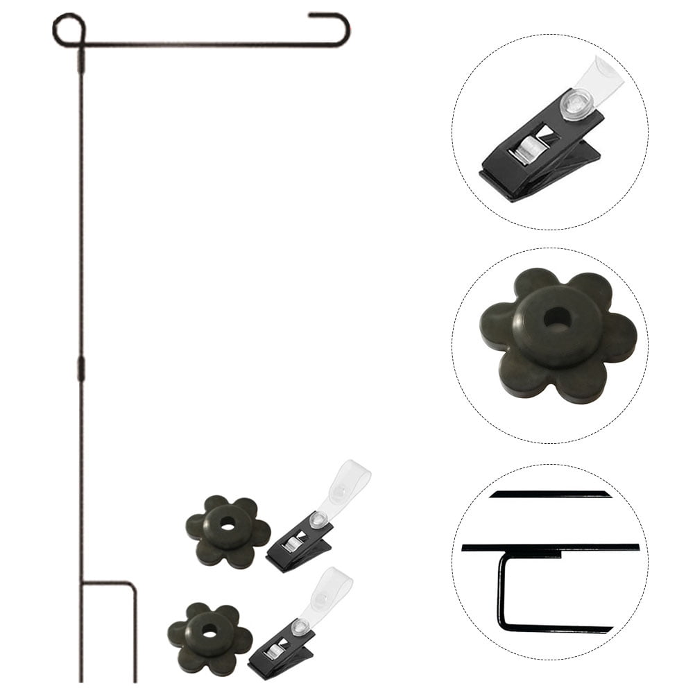 RENACLIPY Heavy Duty Black Metal Garden Flagpole Stand, Outdoor Flag Holder for Yard, Lawn, Patio - 1 Set