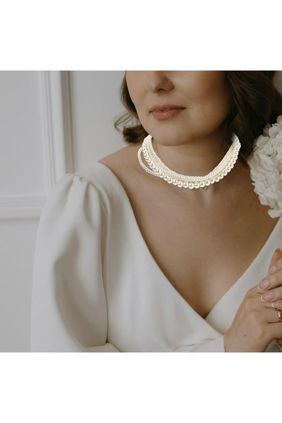 1Set Layered Necklace Vintage Choker Plastic Jewelry For Weddings And Parties