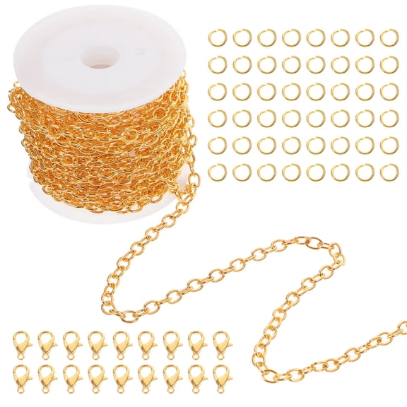 RENACLIPY 1Set Making Chain Kit with Metal Lobster Clasps and Rings for DIY Jewelry