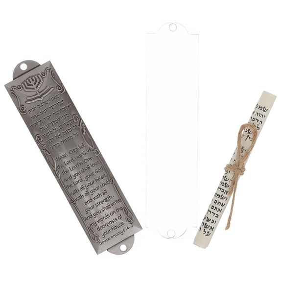 RENACLIPY 1Set Metal Mezuzah with Scroll for Door Silver Home Decor Ornament