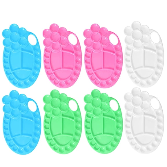RENACLIPY Assorted Color Plastic Paint Mixing Plates 8 Pieces for Art Supplies and Craft Storage