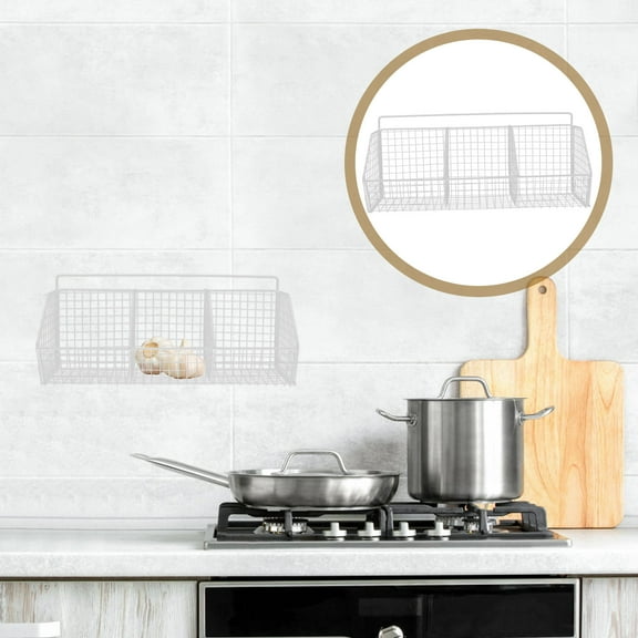 RENACLIPY White Wire Wall-Mounted Kitchen Basket Organizer for Fruits, Vegetables, Spices - Space-Saving Storage Rack