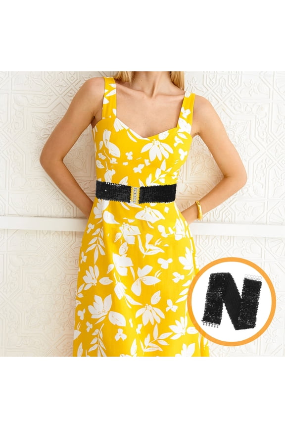 1Set Sequins Waist Belt Black Wide Elastic Band For Women Dance Performances Special Occasions