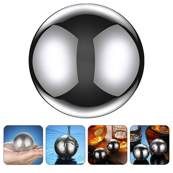 RENACLIPY Stone Ice Cubes Rock Ball Silver Stainless Steel 1Pack