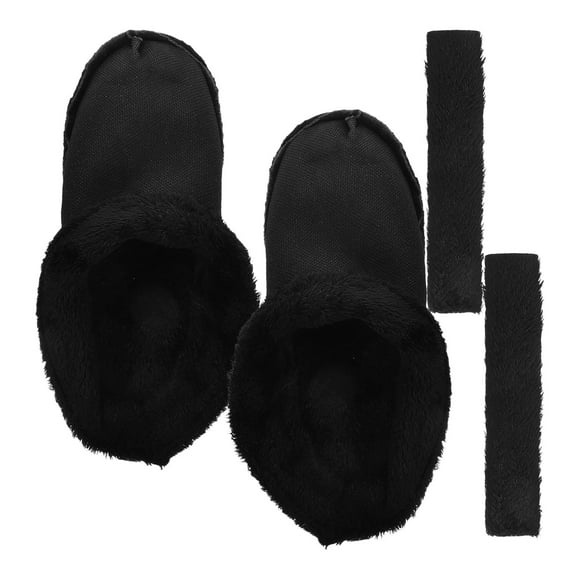 RENACLIPY 1Set Thick Plush Winter Shoe Insoles Removable Warm Liners for Clogs and Rain Boots Black